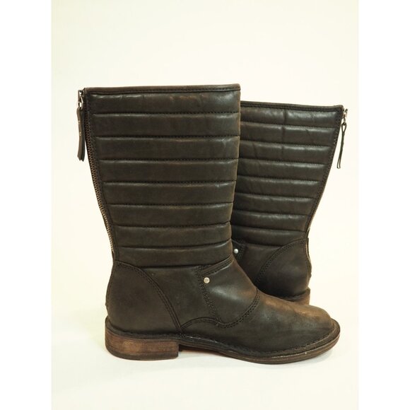 Ugg Dark Gray Leather Calf High Zipper Buckled Boots, Size 6 (US) - Picture 5 of 11